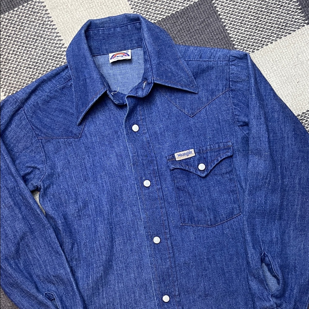 Vintage 1970’s Wrangler Pearl Snap Denim shirt 10